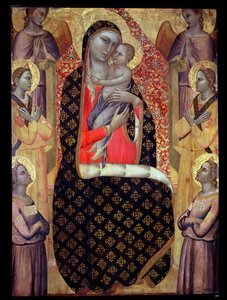 Madonna z Dzieciątkiem na tronie z sześcioma aniołami (panel)